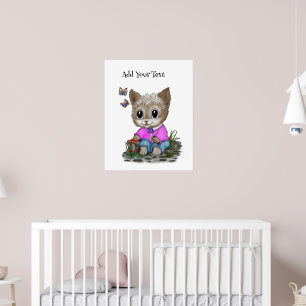 Schattigee kat en vlinder poster