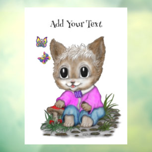Schattigee kat en vlinder raamsticker