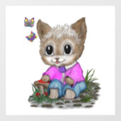 Schattigee kat en vlinder raamsticker (Vel)