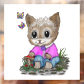 Schattigee kat en vlinder raamsticker (Vel 2)