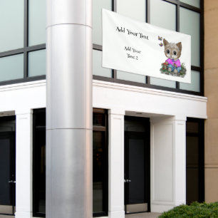 Schattigee kat en vlinder spandoek