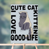 Schattigee kat goed leven acryl bord (Neutraal)
