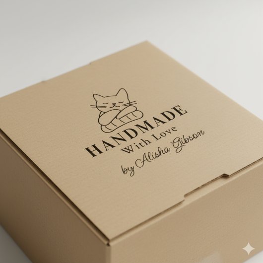 Schattigee Kat Handgemaakt met liefde, Grote Rubbe Rubberstempel