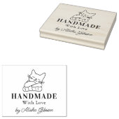 Schattigee Kat Handgemaakt met liefde, Grote Rubbe Rubberstempel (Gestempeld)