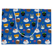 Schattigee kat Hannukah Patterned Groot Cadeauzakje (Achterkant)