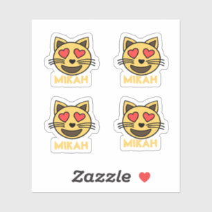 Schattigee Kat Hart Emoji Sticker Met Aangepaste N