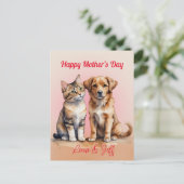 Schattigee Kat & Hond Waterverf Briefkaart (Staand voorkant)