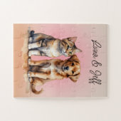 Schattigee Kat & Hond Waterverf Legpuzzel (Horizontaal)
