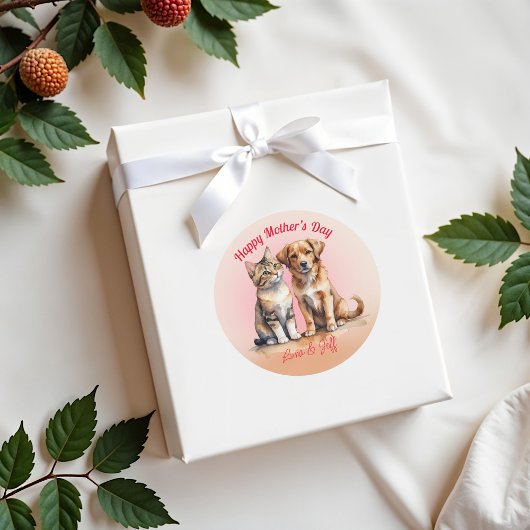 Schattigee Kat & Hond Waterverf Ronde Sticker