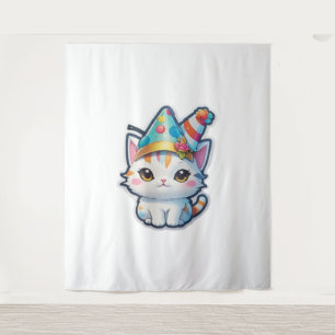 Schattigee kat houdt een nieuwjaarsfeest wandkleed