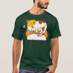 Schattigee kat houdt van zalm sushi t-shirt