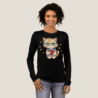 Schattigee kat in bril en schooluniform Tri-Blend shirt