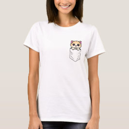 Schattigee kat in broekzak T-shirt