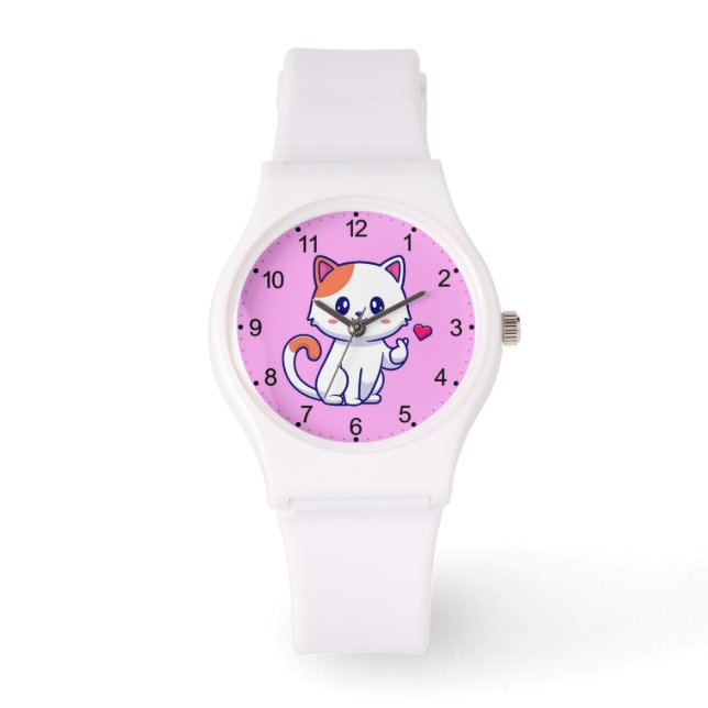 Schattigee kat in de liefde teken Hand-57577 Horloge (Voorkant)