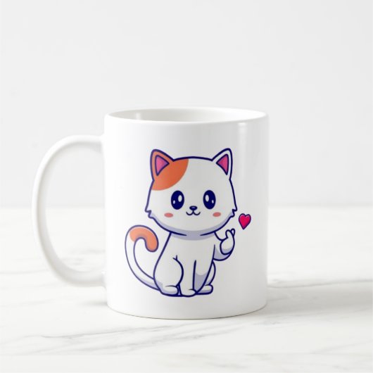 Schattigee kat in de liefde teken Hand-57577 Koffiemok (Links)