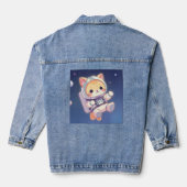 Schattigee kat in de ruimte denim jacket (Achterkant)