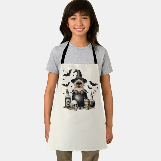 Schattigee  kat in een ketel Halloween Schort (Insitu)