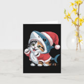 Schattigee kat in haaienkostuum met kerstmis kaart (Gele Bloem)