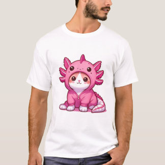 Schattigee kat in het Axolotl-kostuum T-shirt
