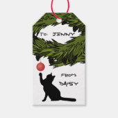 Schattigee Kat in Mischief Christmas Custom Cadeaulabel (Voorkant)