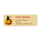 Schattigee kat in pompoen Halloween-labels Etiket (Voorkant)