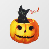 Schattigee kat in pompoen Halloween Raamsticker (Vel)