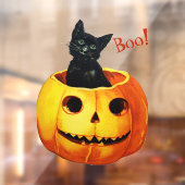 Schattigee kat in pompoen Halloween Raamsticker (Vel 2)