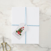 Schattigee kat in rode kerstmuts gepersonaliseerd cadeaulabel (Met Touw)