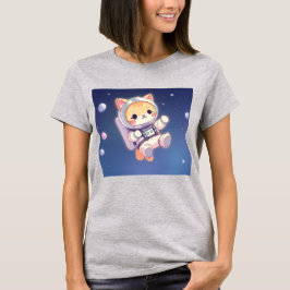 Schattigee kat in Space anime stijl T-shirt