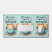 Schattigee kat in Teacup Kawaii Gezellige Kunst Bureaumat (Keyboard & Muis)