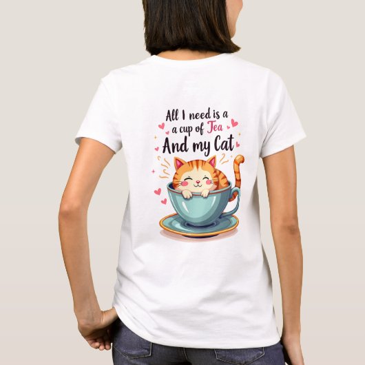 Schattigee kat in Teacup Kawaii Gezellige Kunst T-shirt