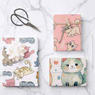Schattigee kat inpakpapier, kat cadeauverpakking, inpakpapier vel