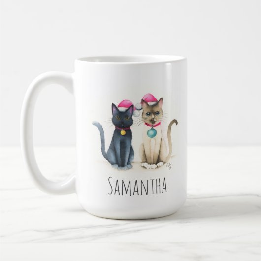 Schattigee Kat Kerst Koffie Mokken (Links)