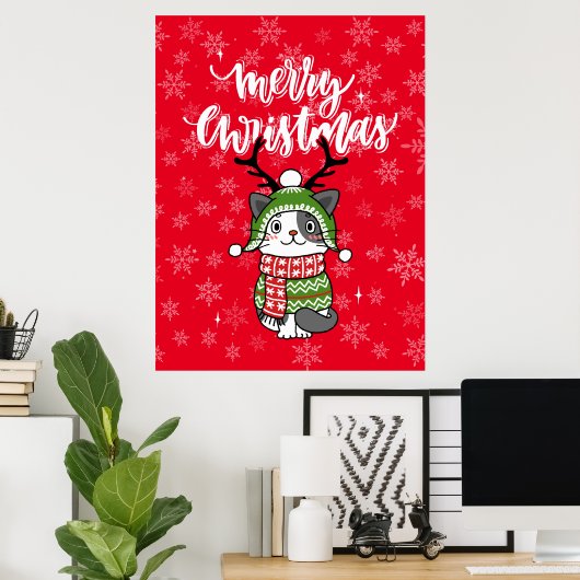Schattigee kat kerst kous stuffers Galore Poster (Thuiskantoor)