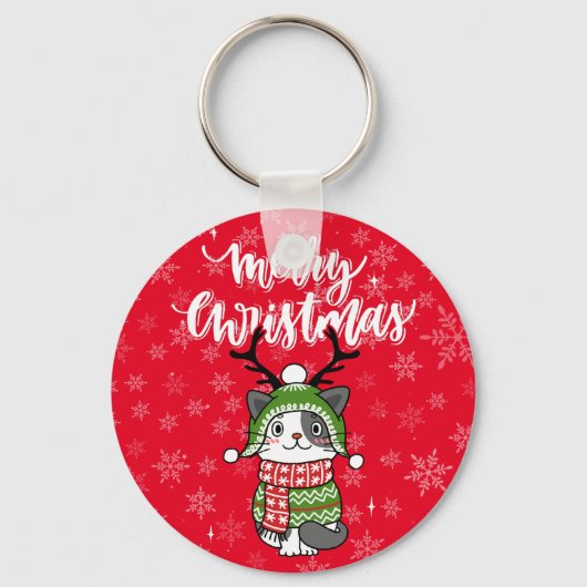 Schattigee kat kerst kous stuffers Galore Sleutelhanger (Voorkant)