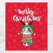 Schattigee kat kerst kous stuffers Galore Wijn Etiket (Enkel label)
