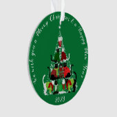 Schattigee kat kerstboom gepersonaliseerd ornament (voorkant)
