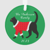 Schattigee kat kerstboom gepersonaliseerd ornament (achterkant)