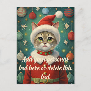 Schattigee kat kerstman briefkaart