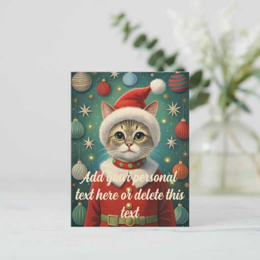 Schattigee kat kerstman briefkaart (Staand voorkant)