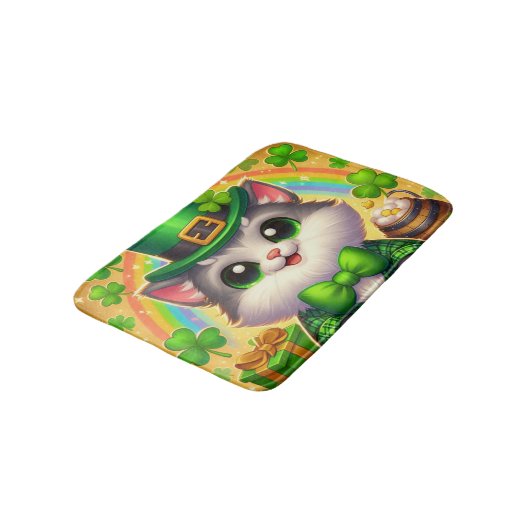 Schattigee kat/kitten Saint Patrick's Day Badmat (Gekanteld)
