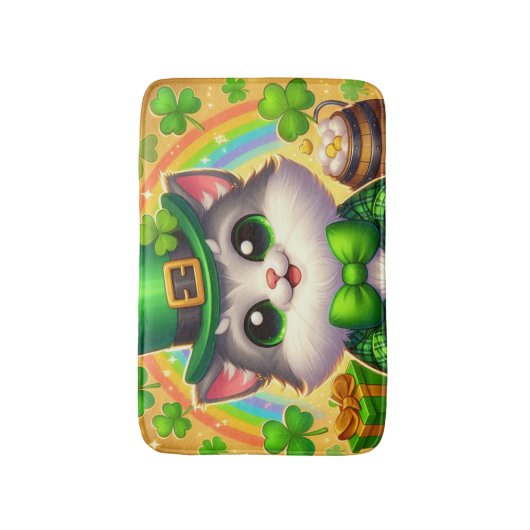 Schattigee kat/kitten Saint Patrick's Day Badmat (Voorkant Verticaal)