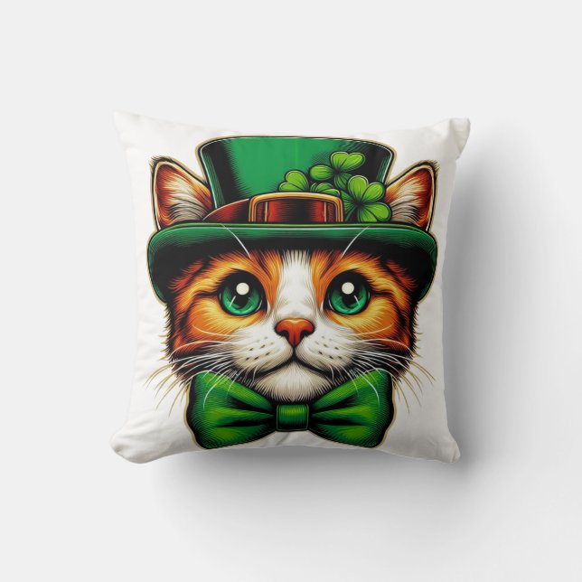 Schattigee kat/kitten Saint Patrick's Day Kussen (Voorkant)