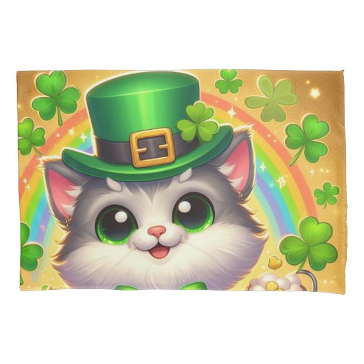 Schattigee kat/kitten Saint Patrick's Day Kussensloop (Voorkant)