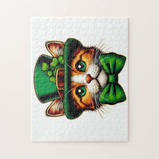 Schattigee kat/kitten Saint Patrick's Day Legpuzzel (Verticaal)