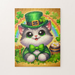 Schattigee kat/kitten Saint Patrick's Day Legpuzzel