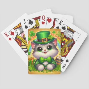 Schattigee kat/kitten Saint Patrick's Day Pokerkaarten