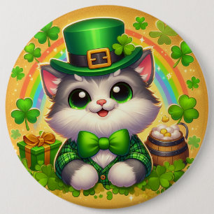 Schattigee kat/kitten Saint Patrick's Day Ronde Button 6,0 Cm