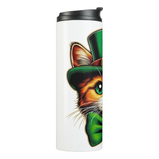 Schattigee kat/kitten Saint Patrick's Day Thermosbeker (Gedraaid links)