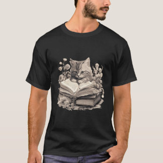 Schattigee kat lezen boeken lezers geek nerd leraa t-shirt